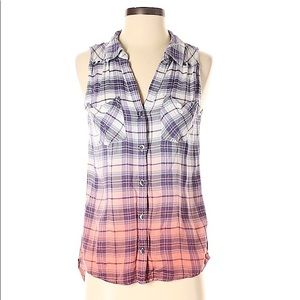 Rock & Republic Ombré Plaid Sleeveless Button Down